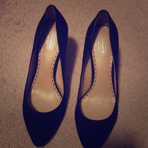 Black suede Coach size 10